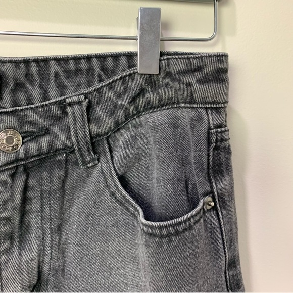 [Nasty Gal] Black Washed Denim High Rise Straight Leg Mom Jeans - Picture 3 of 8